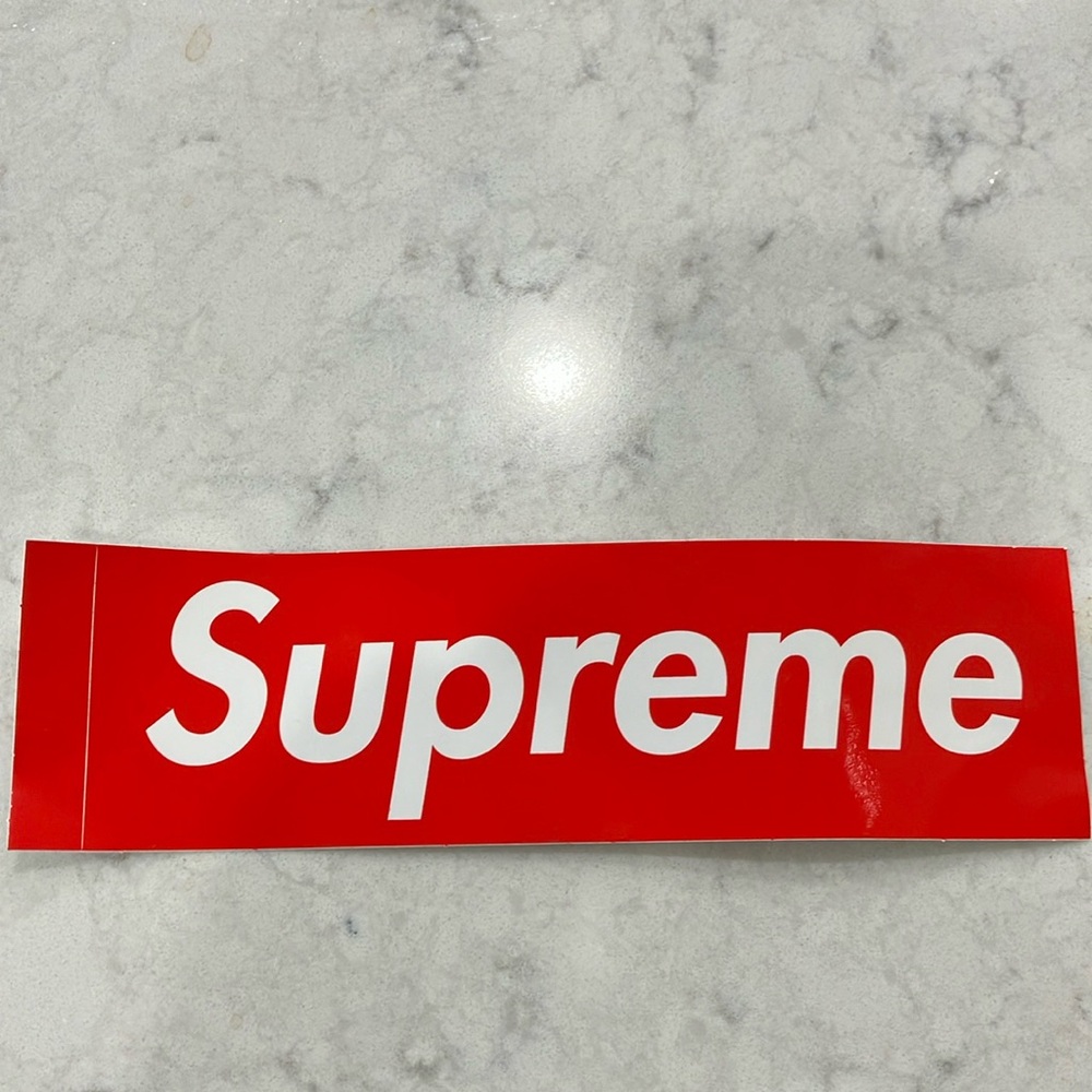 2 Supreme 7.5 x 2.5 Authentic Red & White‎ Box Stickers- New